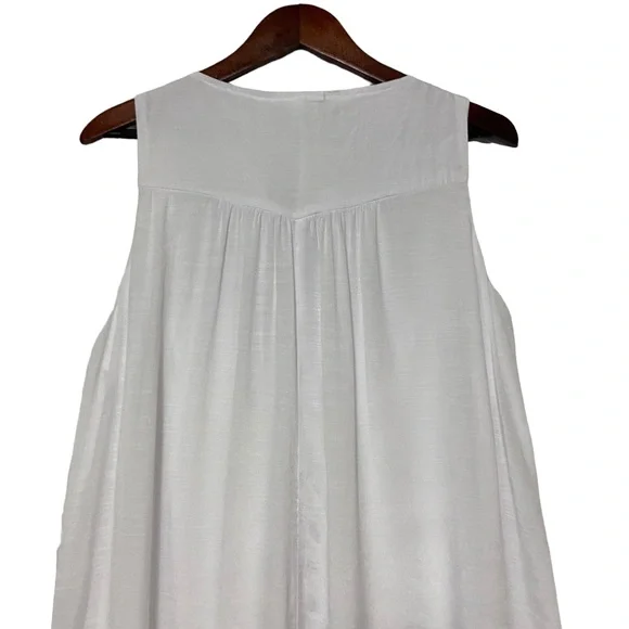 Dress Barn Westport White Sleeveless Dress Embroidered Flowy Boho - Picture 8 of 13